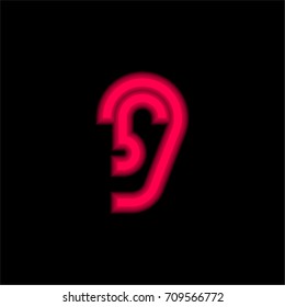 Ear red glowing neon ui ux icon. Glowing sign logo vector