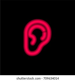 Ear red glowing neon ui ux icon. Glowing sign logo vector