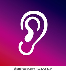 Ear red and pink gradient. white icon minimal design