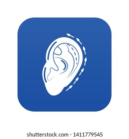 Ear reduction icon blue vector isolated on white background