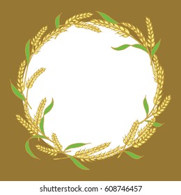 ear of rice circle frame design, plant vector