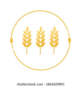 Ear of rice in circle shape isolated on a white background vector. Design for label or logo.