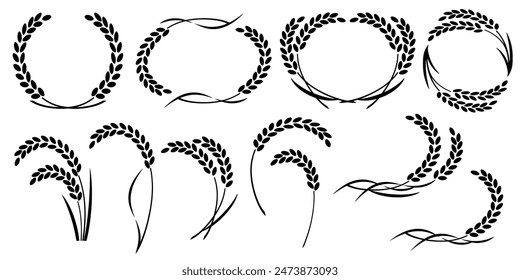 Oreja de arroz, arroz, arroz, símbolo, marca, icono, marco, marco decorativo