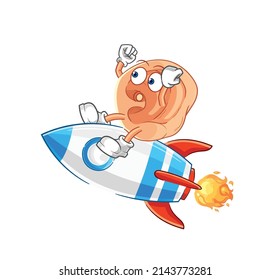 ear ride a rocket cartoon mascot vector