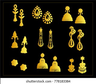 ear rings gold vector