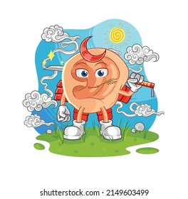 ear samurai cartoon. cartoon mascot vector