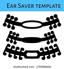 Ear saver template design for face mask. Surgical mask ear holder vector.