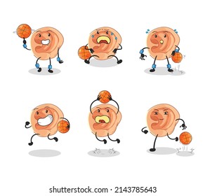 ear scientist group character. cartoon mascot vector