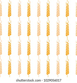 Ear seamless pattern brown color on white background for decoration natural product store, bakery market, organic shop, nature firm, ecology company, garden, farming, forest. Vector Illustration.