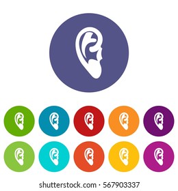 Ear set icons in different colors isolated on white background