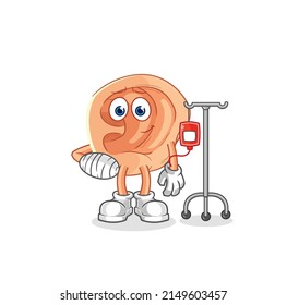 ear sick in IV illustration. character vector