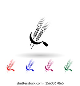 Ear and sickle multi color icon. Simple glyph, flat vector of communism capitalism icons for ui and ux, website or mobile application