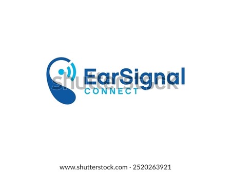 ear signal connection technology logo vector design