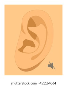 Ear to Silent mode icon isolated cartoon style on white background. strip vector illustration. The concept of the disabled of the deaf
