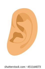 Ear to Silent mode icon isolated cartoon style on white background. strip vector illustration. The concept of the disabled of the deaf
