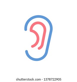 Ear Simple Line Icon in minimal style - vector eps