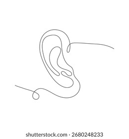 Ear single line art continuous one line drawing  outline vector art.