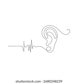 Ouvir arte de linha única contínua uma linha desenho contorno vetor arte.