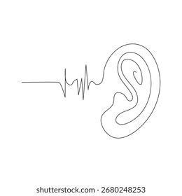 Ear single line art continuous one line drawing  outline vector art.