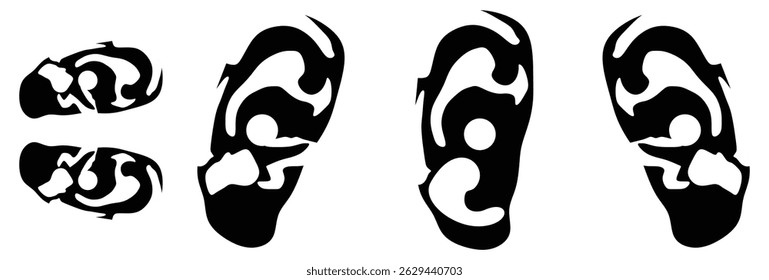 Ear Sketch Tribal Black Line Isolated White Background