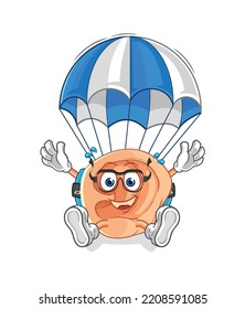 ear skydiving character. cartoon mascot vector