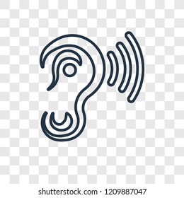 Ear with Sound Bar concept vector linear icon isolated on transparent background, Ear with Sound Bar concept transparency concept in outline style