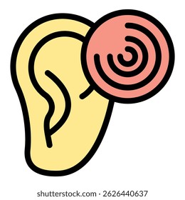 Ear sound icon. Outline ear sound vector icon color flat isolated