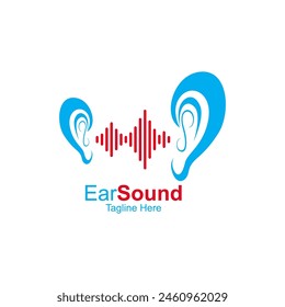 Ear Sound Logo Design Template. Ear icon, hearing linear sign