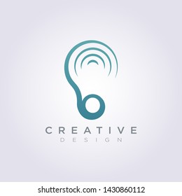 Ear Sound Vector Illustration Design Clipart Symbol Logo Template.