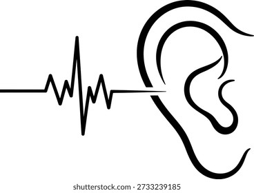 Ear Sound Waveform Audiology Hearing Health Graphic Design Icon