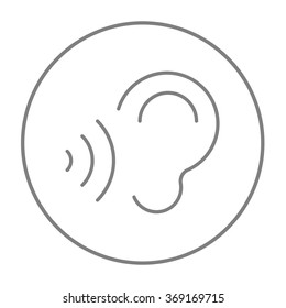 Icono de línea de ondas de sonido y oído.