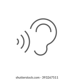 Ear and sound waves line icon.