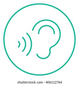 Icono de línea de ondas de sonido y oído.