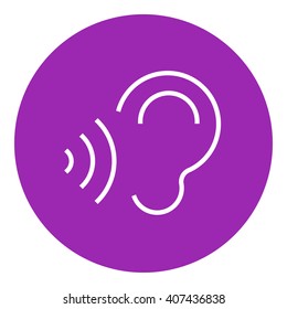 Ear and sound waves line icon.