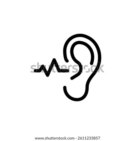 Ear with sound waves, representing hearing, listening, or hearing impairment. Ideal for medical, health, and accessibility themes
