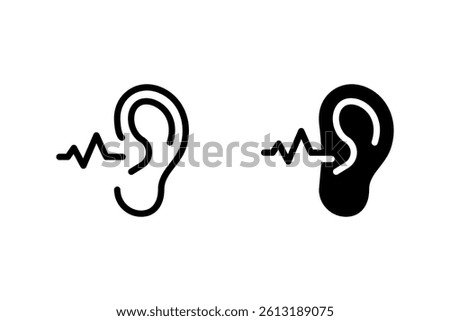 Ear with sound waves, representing hearing, listening, or hearing impairment. Ideal for medical, health, and accessibility themes