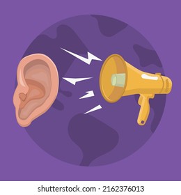 Ear And Speakerphone Vector Illustration