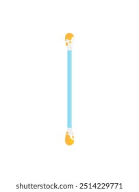 Ear stick dirty isolated. Ear cleaning stick with earwax