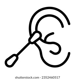 Ear and ear stick line icon, Hygiene routine concept, Cotton swab sign on white background, ear cleaner icon in outline style mobile concept web design. Vector graphics.