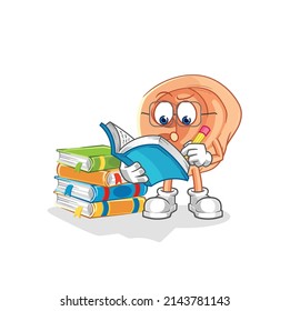 ear studying mascot. cartoon vector