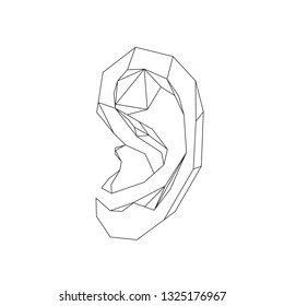 Ear stylized triangle polygonal model