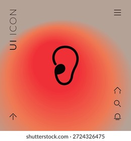 Icono de símbolo de oreja. Elemento para su diseño