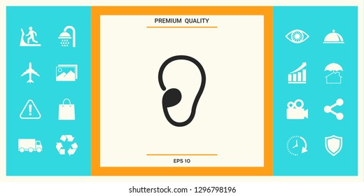 Ear symbol icon. Graphic elements for your design