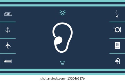 Ear symbol icon. Graphic elements for your design