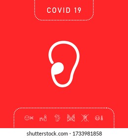 Icono de símbolo de oído. Elementos gráficos para su diseño