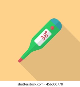 Ear Thermometer icon , Vector flat long shadow design.