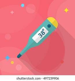 Ear Thermometer icon , Vector flat long shadow design.