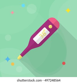 Ear Thermometer icon , Vector flat long shadow design.