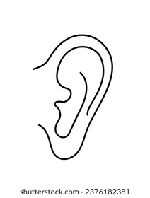 Icono de oreja delgada con estilo de línea plana de moda aislado en fondo blanco. Símbolo de diseño de sitio web, logotipo, aplicación, interfaz de usuario. Ilustración del vector