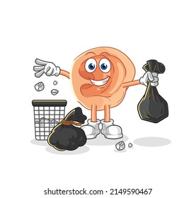 ear Throw garbage mascot. cartoon vector